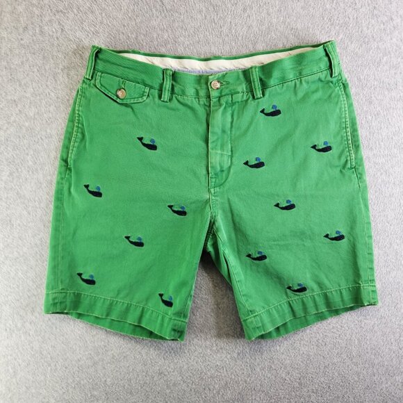 Polo Ralph Lauren Shorts Mens 34 Green Whale Print Vintage Nautical Sea Ocean - Picture 14 of 14